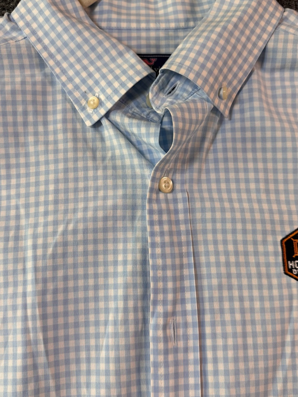 Vineyard Vines Houston FC Classic Fit Murray Blue Gingham Mens Button Down Shirt - Picture 4 of 7